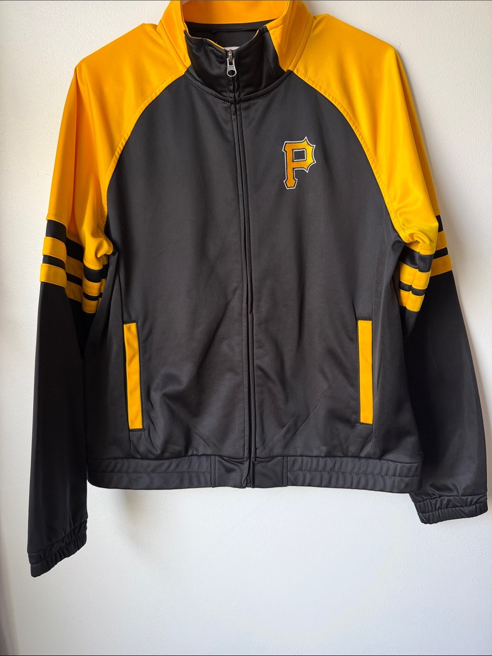 Genuine Merchandise Black and Yellow Raglan Track Jacket SZ XL